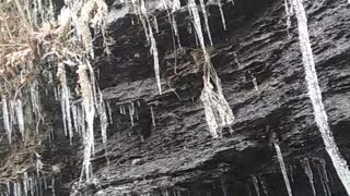 Water and ice dripping off the mountain side