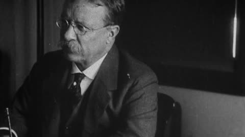 Theodore Roosevelt At His Desk in The Outlook Office (1914 Original Black & White Film)