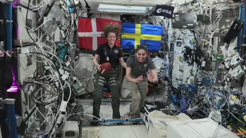 NASA Astronauts aboard Space Station Huddle up for Super Bowl #nasa