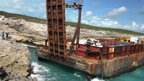 Barge Stranded on Long Island Bahamas
