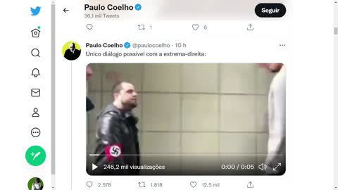 Paulo Coelho insinua que a direita (conservadores) são nazistas e estimula violência