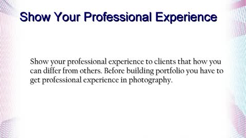 Olga Parno : Show Your Professional Experience in Photography