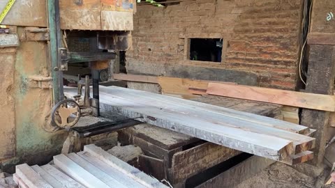 The burning passion of sawmill operators! Chopping Big Wood from Bojonegoro is Very Draining