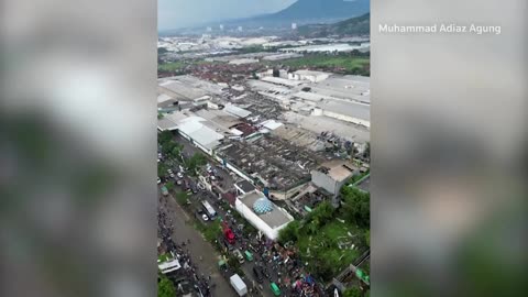 Video captures rare, dramatic tornado in Indonesia