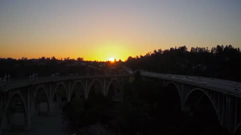 beautiful drone images - Arched Bridge Sunset