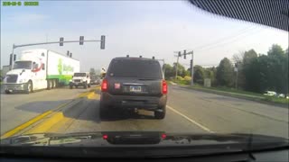 Super Douche Bag Runs Red Light Dash Cam