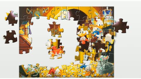 Puzzle. Donald Duck and his treasures.