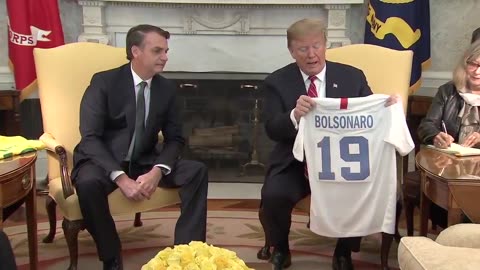 Donald Trump and Brazilian President Jair Bolsonaro exchanged national football jerseys