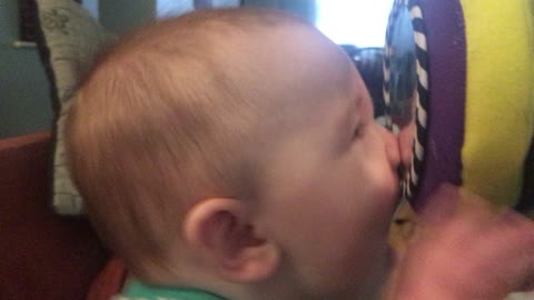 Baby Kisses His Own Reflection