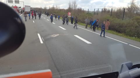Migrants Along the A216 Outside of Calais
