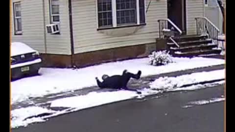 Falling on my Azz while shoveling snow Sunday morning! LMAO🤣😂🤣courtesy of my neighbor’s sec. cam!