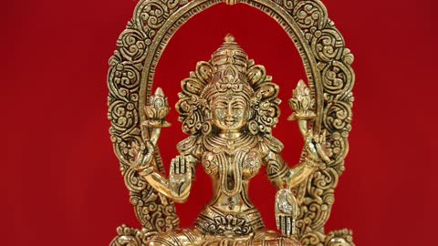 18" Brass Superfine Goddess Lakshmi with Diya | Handmade | Exotic India Art