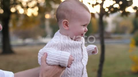 Baby Walking in the Park with Father