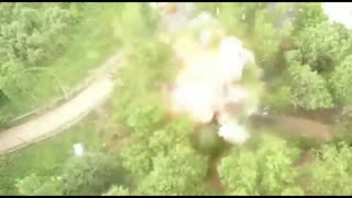Drone footage of security forces blowing up explosives-laden car