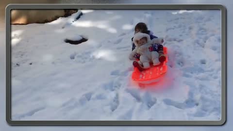 Adorable little baby humorous fail moment during slide