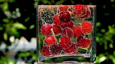 Cherries fruit glass
