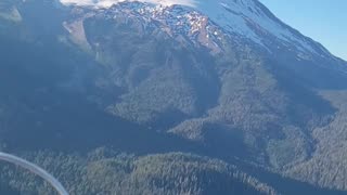 Flying through mountain range