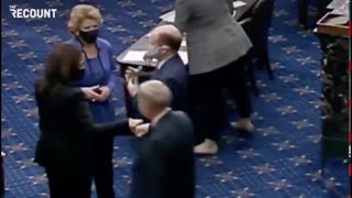 Lindsey Graham fist bumps Kamala Harris her first time back to the Senate as "Vice-President Elect"