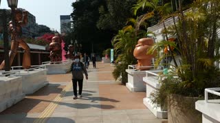 Hong Kong road view_Sunny morning the Model in path of Kowloon Park_20210315