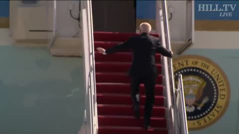 President Biden trips three times while attempting to board Air Force One.