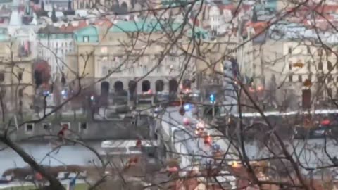 Shooting in Prague. Gunshots audible in this video