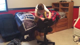 Boy Attempts And Fails Homemade Obstacle Course
