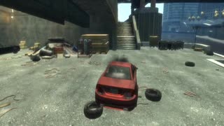 My stunt in GTA IV #7 - Car jumps up the stairs and turns over