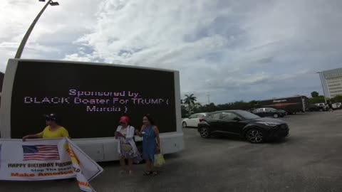 Trump Birthday Flag Wave. West Palm Beach Florida