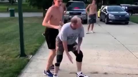 Elderly Man Shows Youngster How To Really Play Basketball