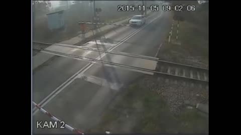 Cyclist miraculously survives collision with speeding train