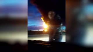 Fire after Ukraine drone attacks Russian oil depot