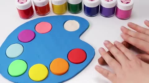DIY How to Make Rainbow Art Palette and Colour Brush with Play Doh