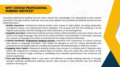 Audio Dubbing Services: Elevate Your Content with Professional Voiceovers.
