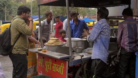 Handheld Shot of Indian Street Food Vendor