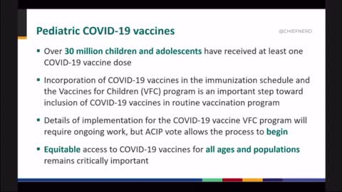CDC Presents Their Case "For the Inclusion of COVID-19 Vaccines in Routine Vaccination Program".
