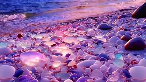 Transparant stones on the beach