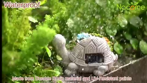 Nacome Solar Garden Outdoor Statues Turtle with Succulent and 7 LED Lights Lawn Decor Tortoise Sta