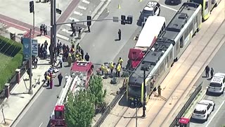 Bus and train crash in Los Angeles injures dozens