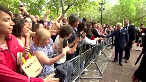 King Charles greets crowd outside Buckingham Palace