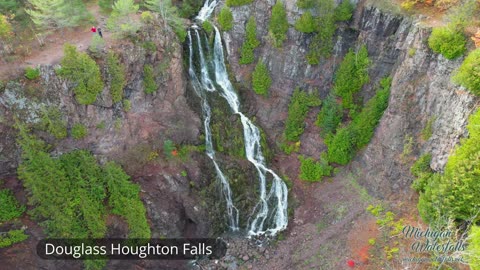 Douglass Houghton Falls Aerial Drone Video