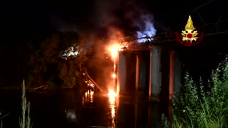 Rome's iconic 'Iron Bridge' hit by fire