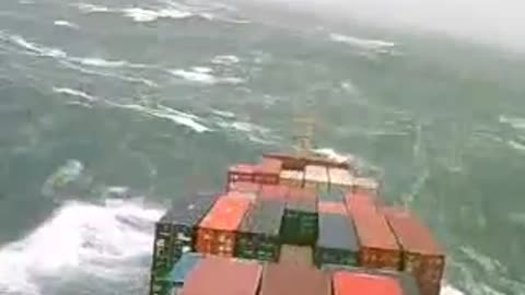 The ship caught in a storm.