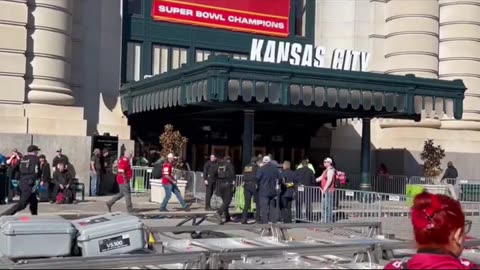 Police Run Into Union Station. Chiefs Parade Shooting Footage.
