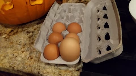 Hen Lays Rare Gigantic Egg For Halloween