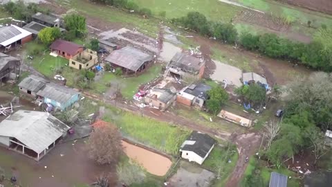 Aerial shots show cyclone damage in south Brazil