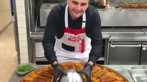 Pasta kabab made by a Turkish chef burak