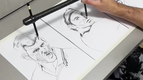 One Artist Draws Three Simultaneous Portraits Of Tennis Stars