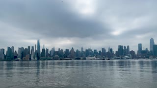 New York City Skyline, US Navy Ship Comfort Arriving 4K