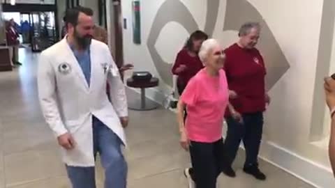 91-Year-Old Woman Amazingly Dances With Her Doctor After Spine Surgery