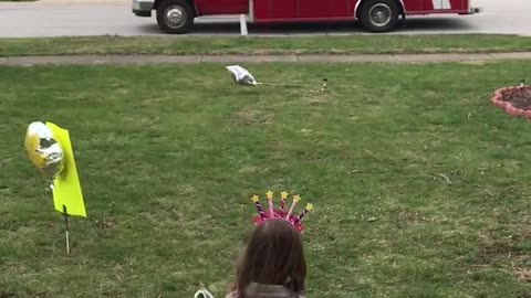 Emergency Workers Wish Lucky Girl Happy Birthday